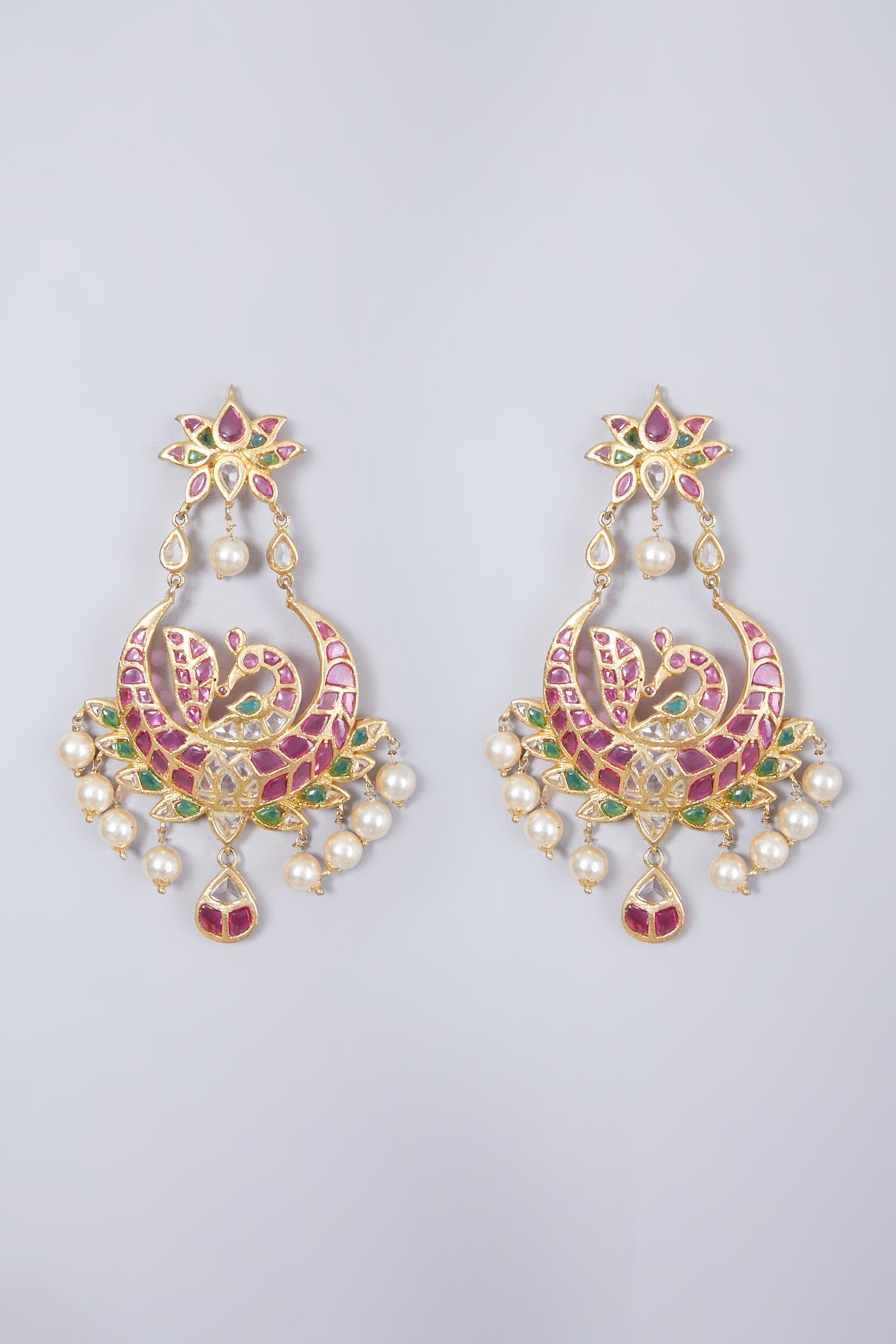 Gold Finish Kundan Polki Earrings