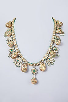 Gold Finish Kundan Polki Long Necklace