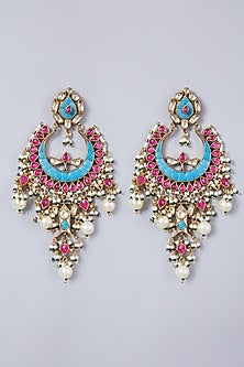 Gold Finish Ruby Chandbali Earrings