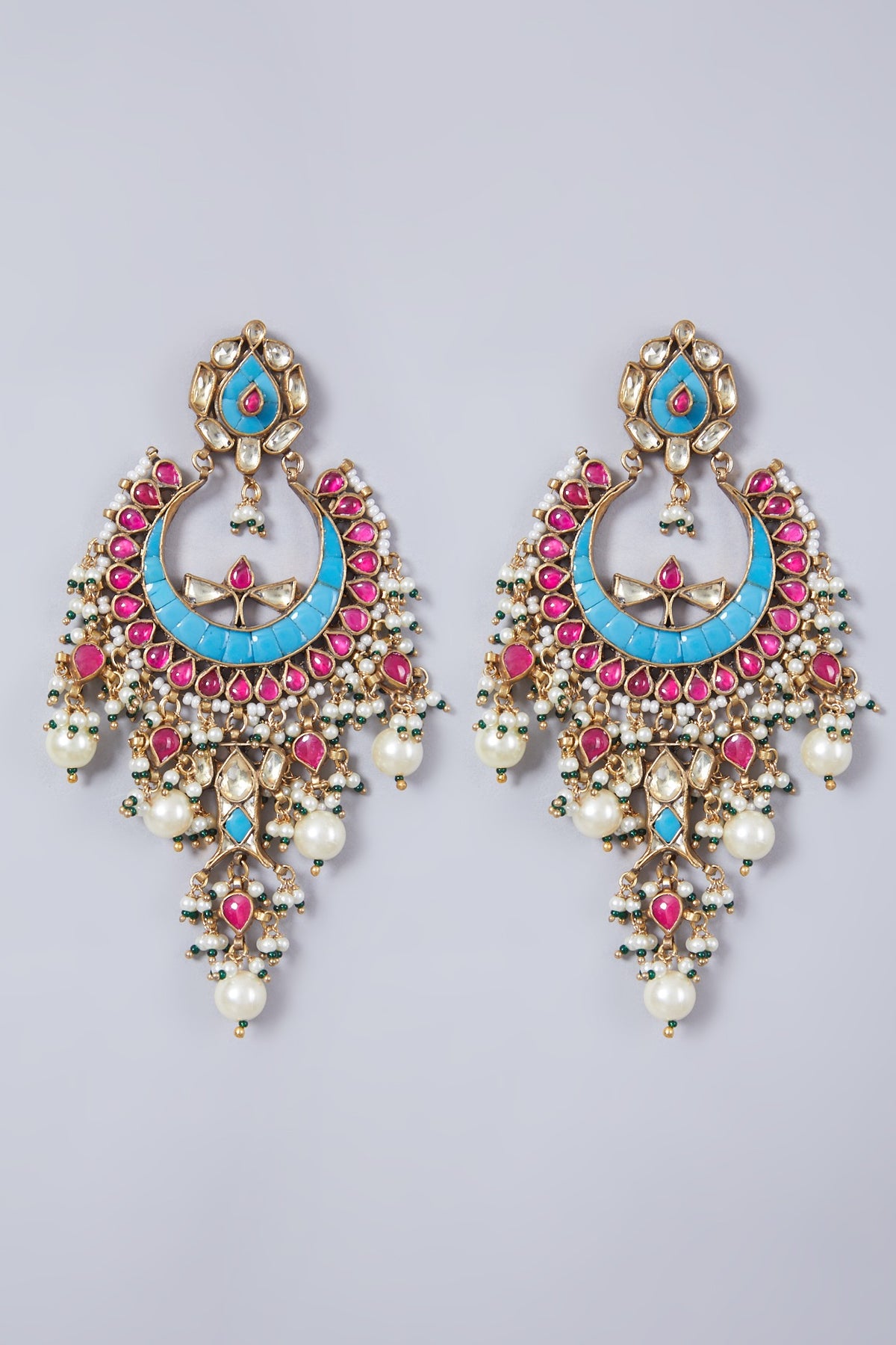 Gold Finish Ruby Chandbali Earrings