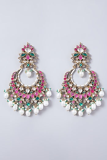 Gold Finish Chandbali Earrings