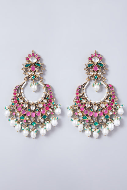 Gold Finish Chandbali Earrings