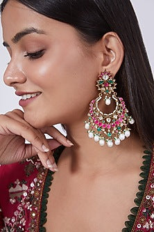 Gold Finish Chandbali Earrings