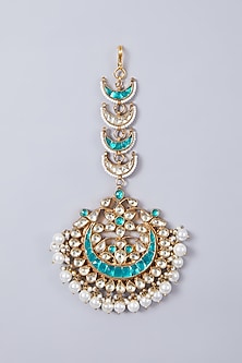Gold Finish Green Onyx Maang Tikka