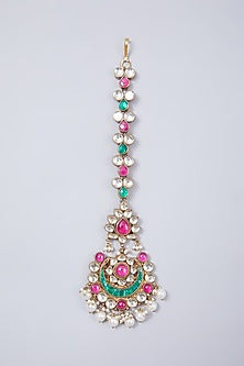 Gold Finish Kundan Polki Maang Tikka