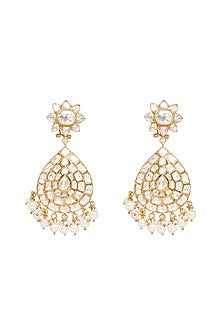 Gold Finish Moissanite Chandbali Earrings