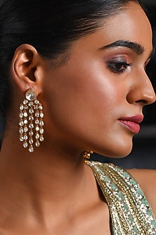Gold Finish Moissanite Dangler Earrings