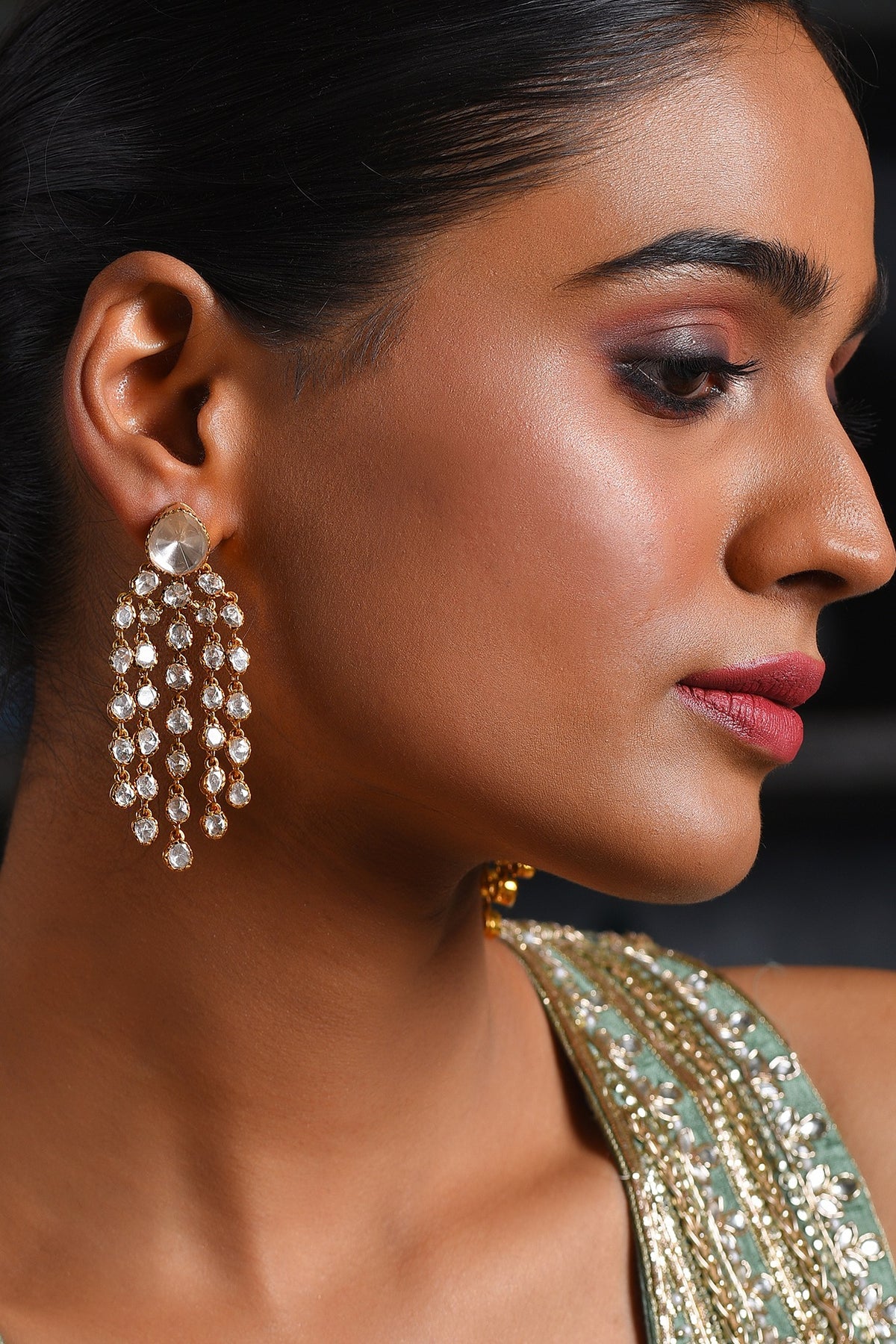 Gold Finish Moissanite Dangler Earrings