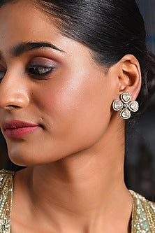 Gold Finish Moissanite Stud Earrings