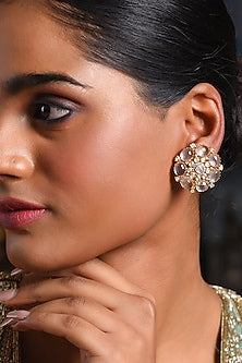 Gold Finish Moissanite Stud Earrings