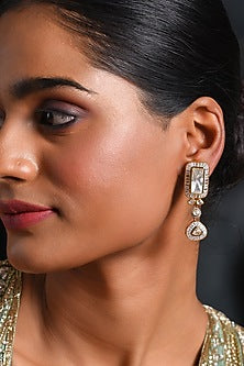 Gold Finish Moissanite Stud Earrings