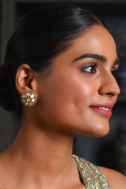 Gold Finish Moissanite Stud Earrings