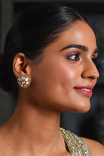 Gold Finish Moissanite Stud Earrings