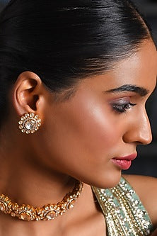 Gold Finish Moissanite Stud Earrings