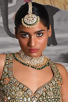 Gold Finish Moissanite Maangtikka