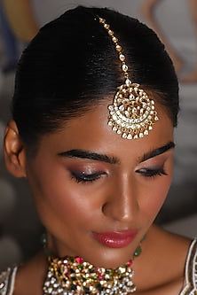 Gold Finish Moissanite Maangtikka