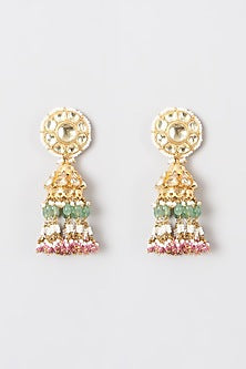 Gold Finish Pink & Green Kundan Choker Necklace
