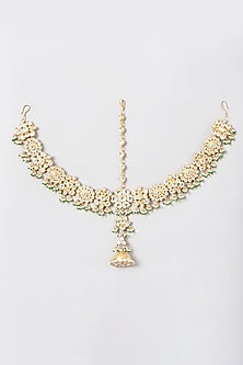 Gold Finish Kundan Polki Mathapatti