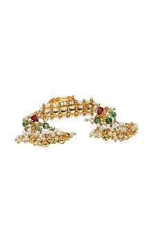 Gold Finish Kundan Polki Toe Ring
