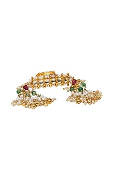 Gold Finish Kundan Polki Toe Ring