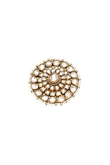 Gold Finish Kundan Polki Ring