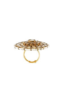 Gold Finish Kundan Polki Ring