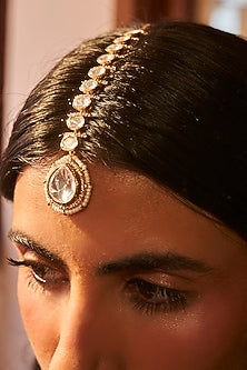 Gold Finish Kundan Polki Maangtikka