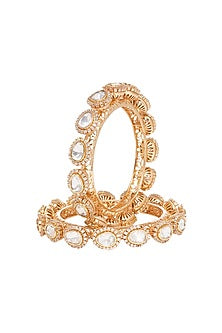 Gold Finish Kundan Polki Bangles (Set of 2)