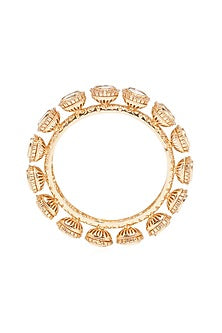 Gold Finish Kundan Polki Bangles (Set of 2)