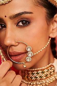 Gold Finish Kundan Polki Nosering