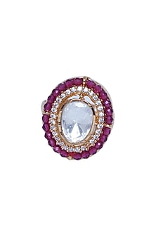 Gold Finish Kundan Polki Ring