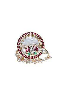Gold Finish Kundan Polki Ring