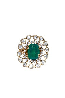 Gold Finish Moissanite Polki Ring
