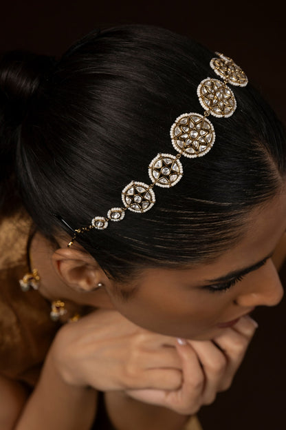Gold Finish Kundan Polki Sheeshpatti
