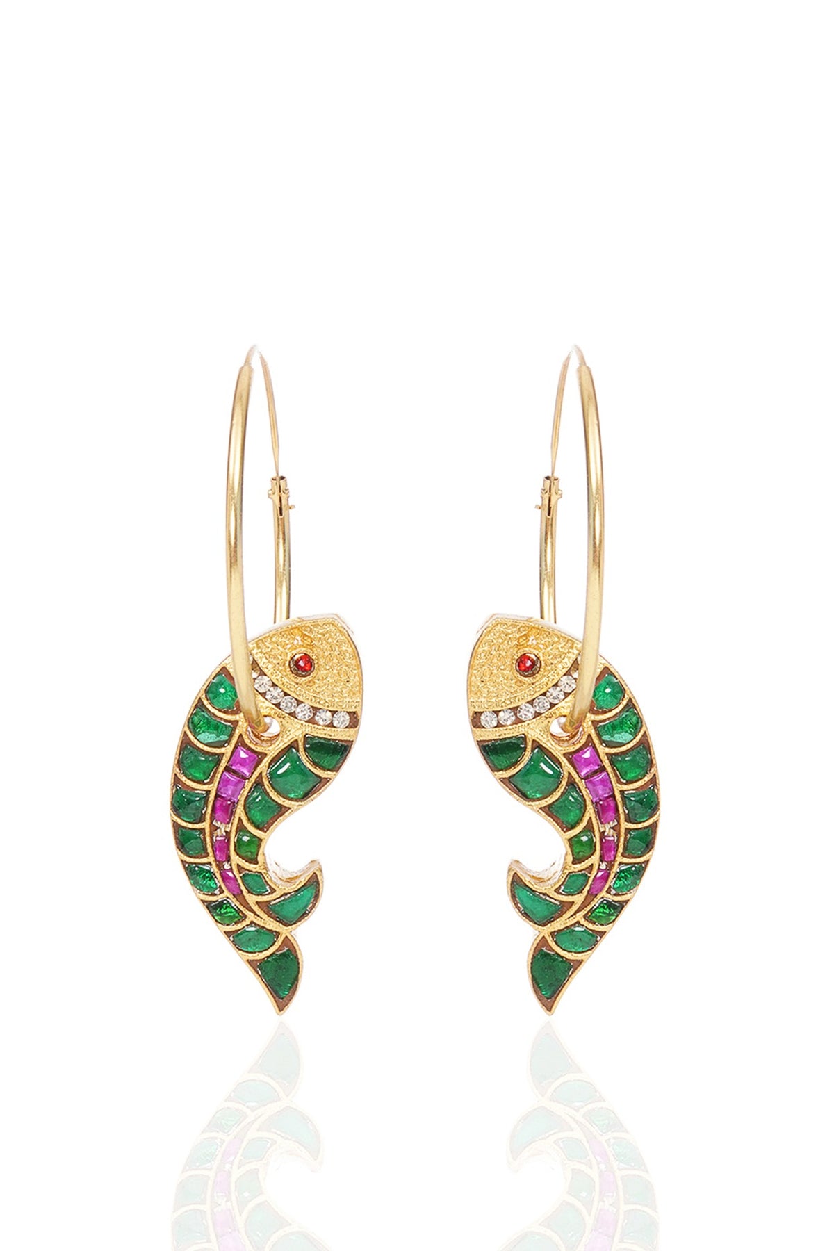 Gold Finish Kundan Polki Statement Earrings