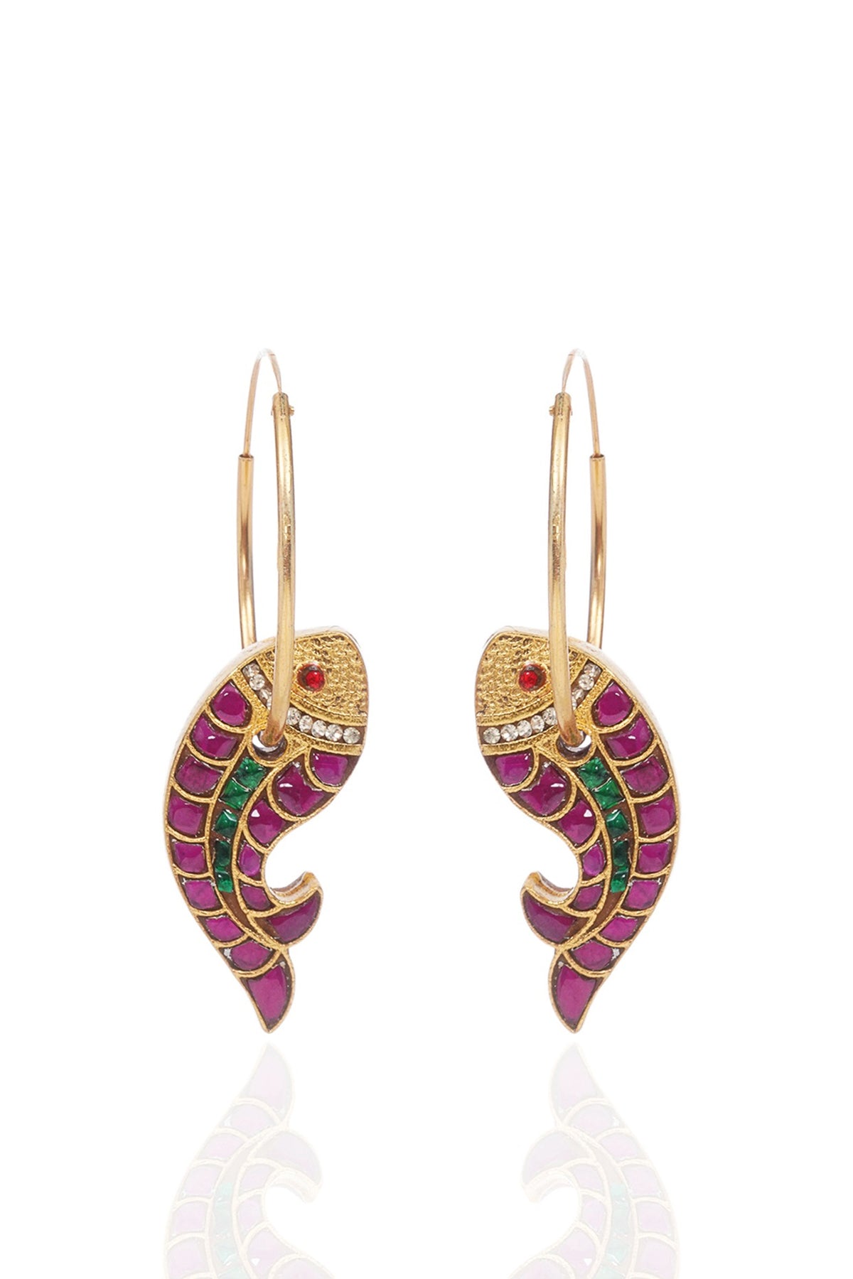 Gold Finish Kundan Polki Statement Earrings