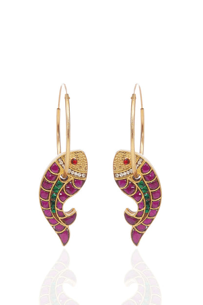 Gold Finish Kundan Polki Statement Earrings
