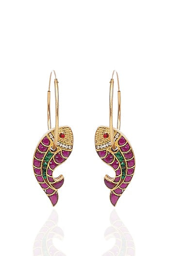Gold Finish Kundan Polki Statement Earrings