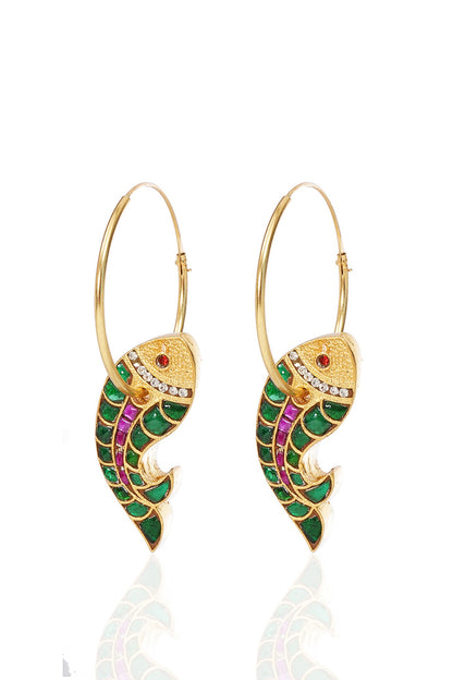 Gold Finish Kundan Polki Statement Earrings