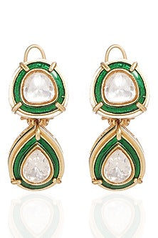 Gold Finish Kundan Polki Long Necklace Set