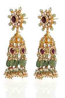 Gold Finish Kundan Polki & Pearl Choker Necklace Set