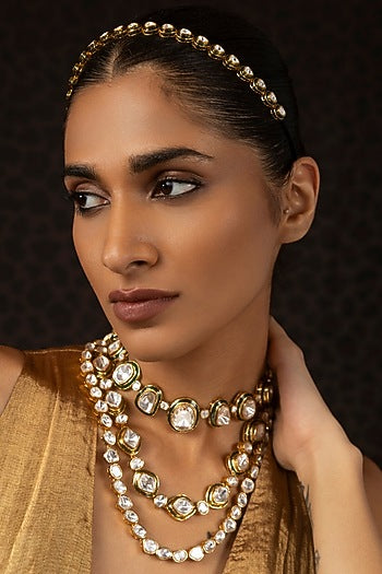Gold Finish Kundan Polki Necklace