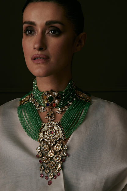 Gold Finish Kundan Polki Choker Necklace