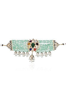 Gold Finish Kundan Polki Choker Necklace