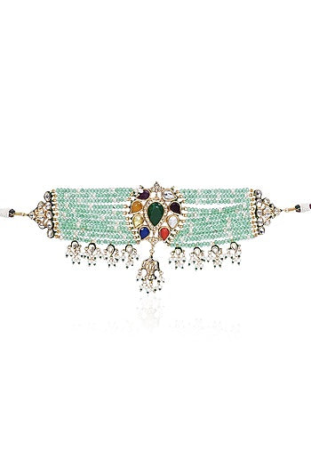 Gold Finish Kundan Polki Choker Necklace