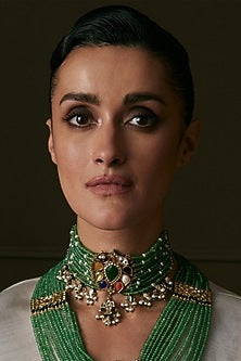Gold Finish Kundan Polki Choker Necklace