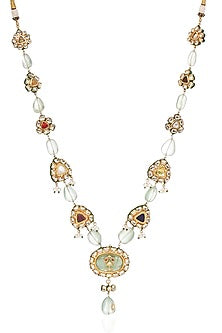 Gold Finish Kundan Polki & Ruby Long Necklace