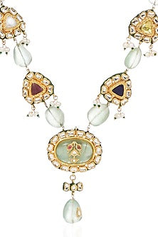 Gold Finish Kundan Polki & Ruby Long Necklace