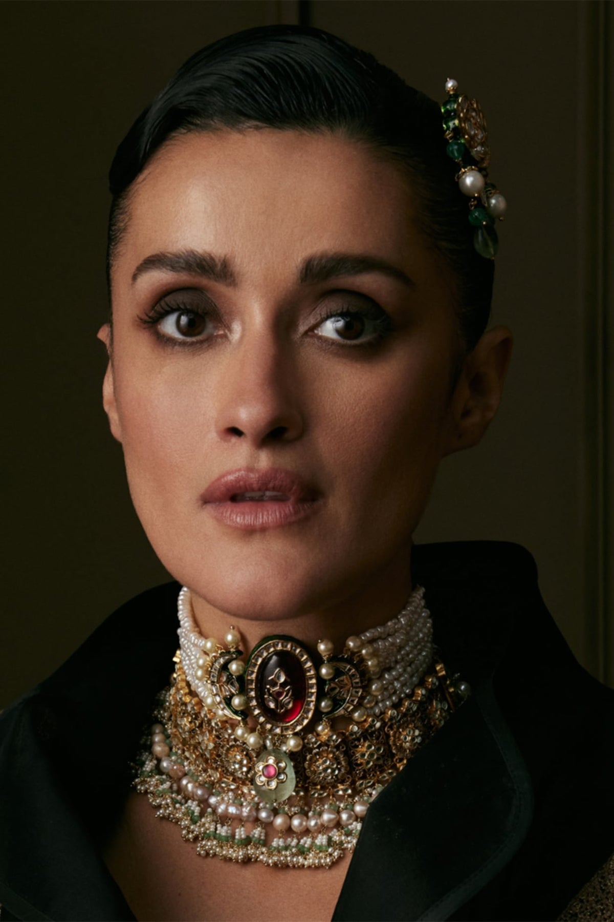 Gold Finish Kundan Polki & Ruby Choker Necklace