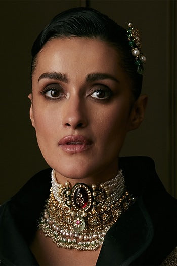 Gold Finish Kundan Polki & Ruby Choker Necklace